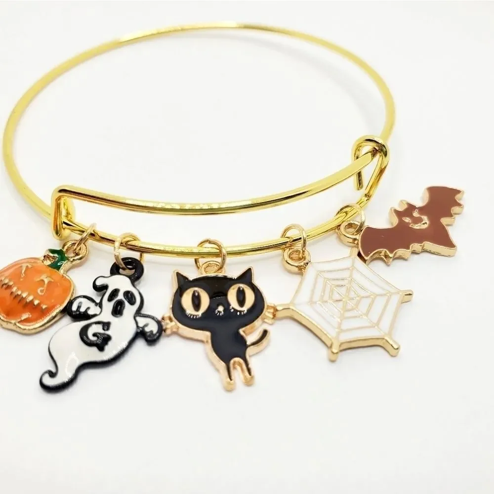Hand Crafted Gold Plated Halloween Charm Bracelet